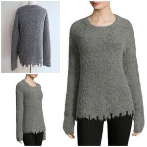 Atm Anthony Thomas Melillo Alpacas Wool Blend Destroyed Raw Edge Hem Sweater S‌‍